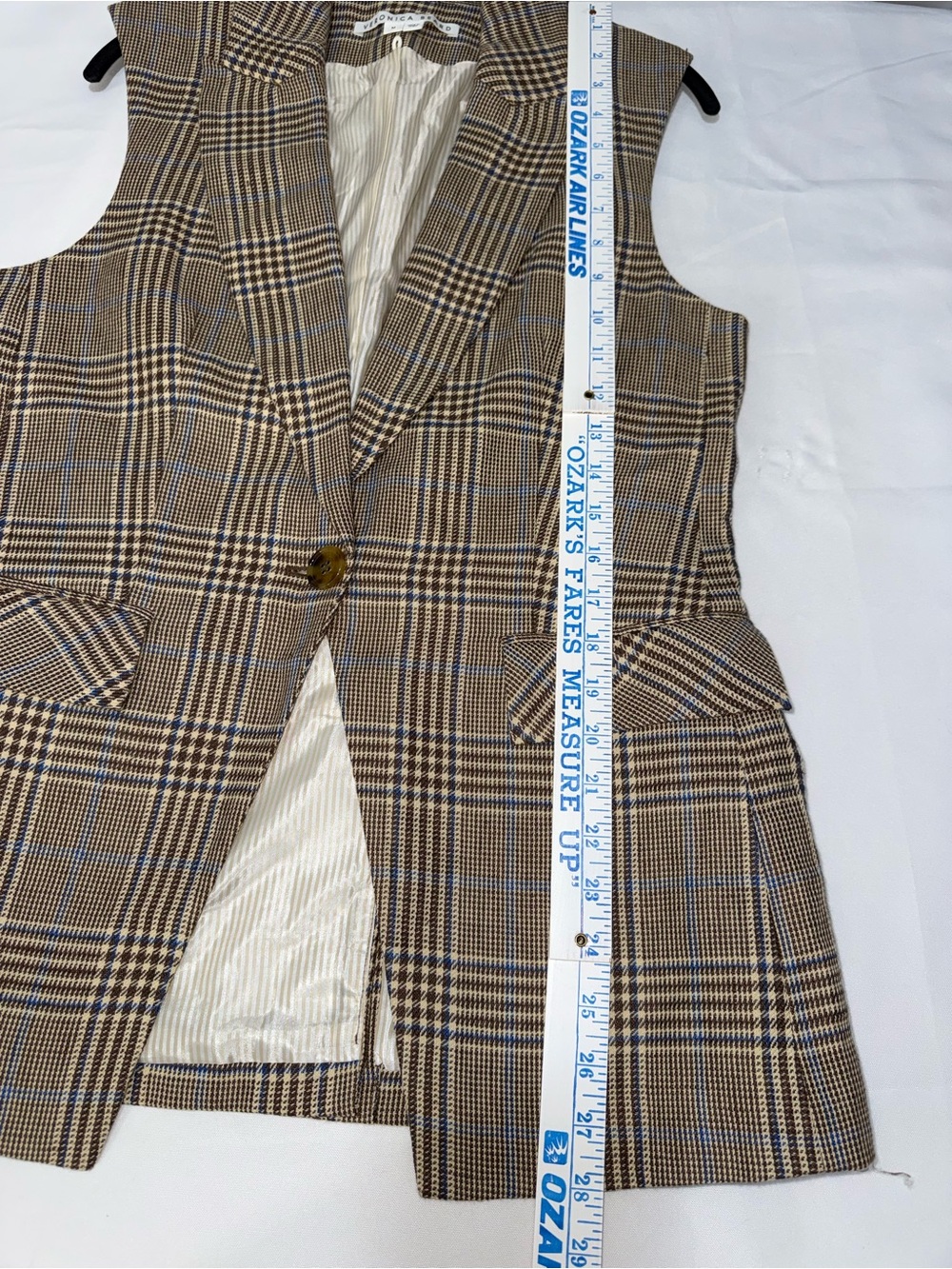 Veronica Beard Keaton check Plaid Sleeveless Blazer - Picture 4 of 7